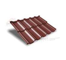 Металлочерепица модульная квинта Uno c 3D резом 0,5 GreenСoat Pural RR 29 красный (RAL 3009 оксидно-красный).