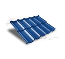 Металлочерепица модульная квинта Uno c 3D резом 0,5 Satin RAL 5005 сигнальный синий.
