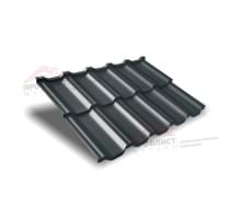 Металлочерепица модульная квинта Uno c 3D резом 0,5 Quarzit PRO Matt RAL 7016 антрацитово-серый.