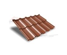 Металлочерепица модульная квинта Uno c 3D резом 0,45 Drap RAL 8004 терракота.