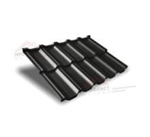 Металлочерепица модульная квинта Uno c 3D резом 0,5 GreenСoat Pural Matt RR 33 черный (RAL 9005 черный).