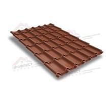 Металлочерепица классик 0,5 Satin RAL 8004 терракота.