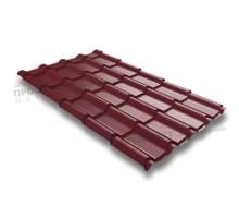 Металлочерепица камея 0,5 Velur20 RAL 3005 красное вино.