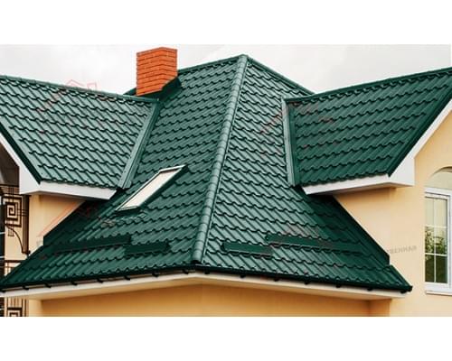 Металлочерепица камея 0,45 Drap RAL 6005 зеленый мох.