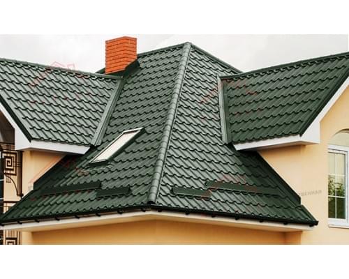 Металлочерепица камея 0,5 Velur20 RAL 6020 хромовая зелень.
