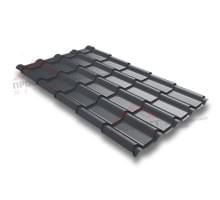 Металлочерепица камея 0,5 Quarzit lite RAL 7024 мокрый асфальт.
