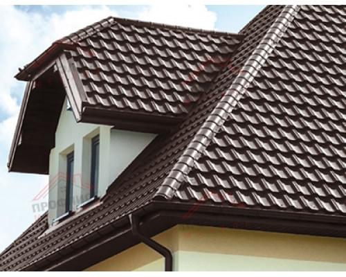 Металлочерепица квинта плюс 0,45 Drap RAL 8017 шоколад.