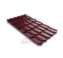 Металлочерепица квинта плюс c 3D резом 0,5 Satin RAL 3005 красное вино.