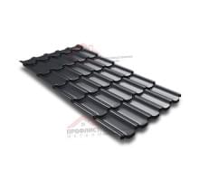 Металлочерепица квинта плюс c 3D резом 0,5 GreenCoat Pural RR 23 темно-серый (RAL 7024 мокрый асфальт).