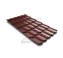 Металлочерепица квинта плюс c 3D резом 0,5 Satin RAL 3009 оксидно-красный.