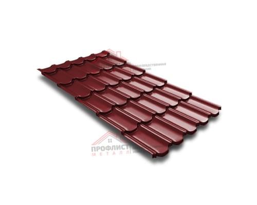 Металлочерепица квинта плюс c 3D резом 0,5 Satin RAL 3011 коричнево-красный.