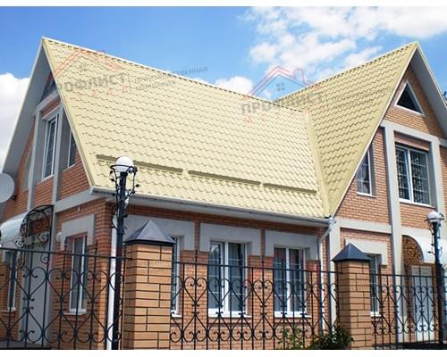 Металлочерепица модерн 0,45 PE RAL 1014 слоновая кость.