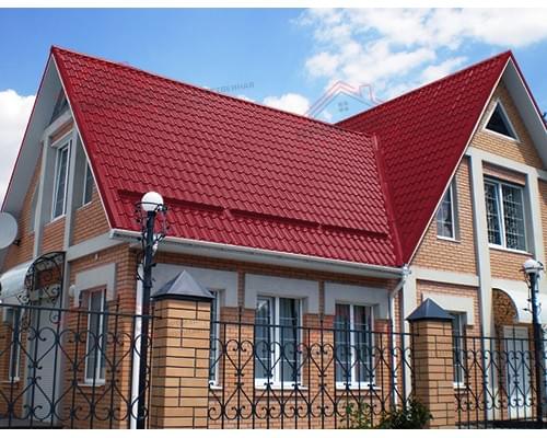 Металлочерепица модерн 0,45 PE RAL 3003 рубиново-красный. Металлочерепица модерн 0,45 PE RAL 3003 рубиново-красный.
