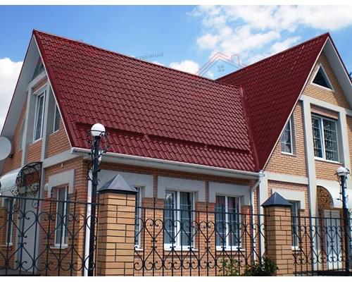 Металлочерепица модерн 0,4 PE RAL 3005 красное вино. Металлочерепица модерн 0,4 PE RAL 3005 красное вино.