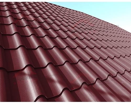 Металлочерепица модерн 0,4 PE RAL 3005 красное вино. Металлочерепица модерн 0,4 PE RAL 3005 красное вино.