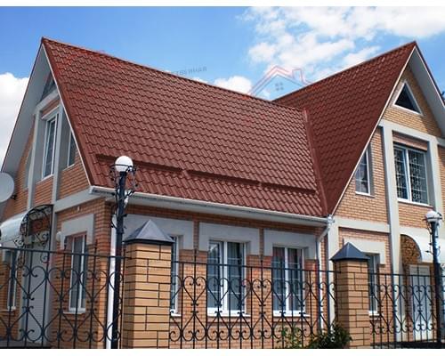Металлочерепица модерн 0,45 PE RAL 3009 оксидно-красный.