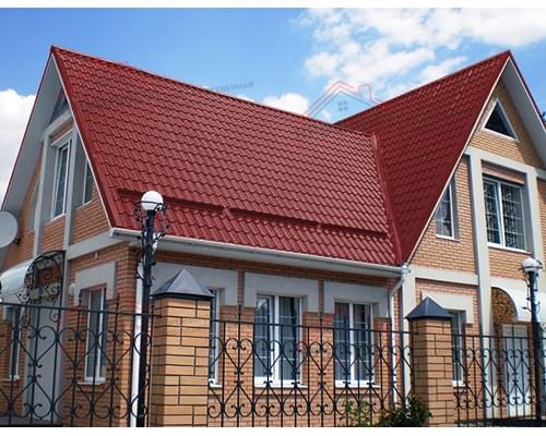 Металлочерепица модерн 0,45 PE RAL 3011 коричнево-красный.