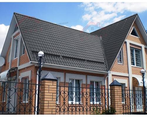 Металлочерепица модерн 0,45 Drap RAL 7024 мокрый асфальт.
