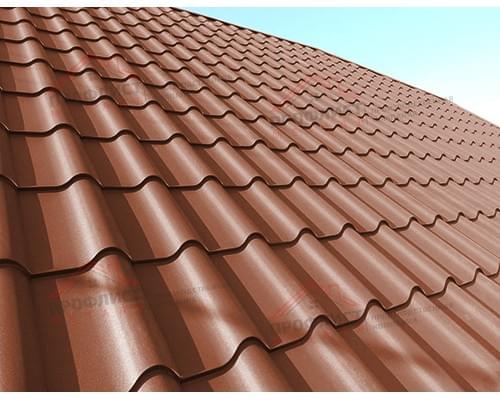 Металлочерепица модерн 0,45 Drap RAL 8004 терракота.