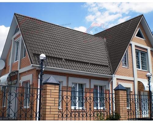 Металлочерепица модерн 0,45 Drap RR 32 темно-коричневый.