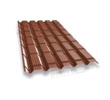 Металлочерепица монкатта 0,5 Satin RAL 8004 терракота.