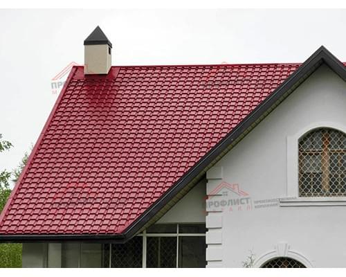 Металлочерепица монкатта 0,45 PE RAL 3003 рубиново-красный.