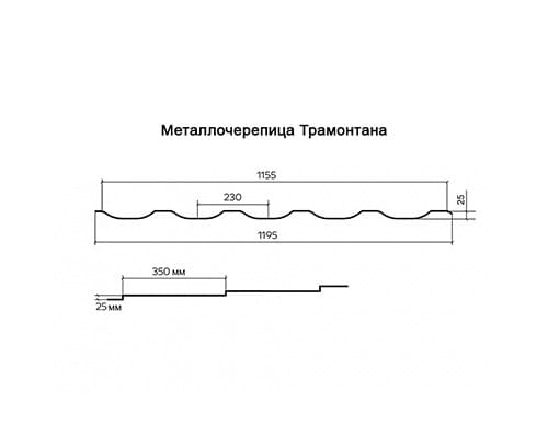 Металлочерепица Трамонтана-S, 0,5 мм, Norman, RAL 6005.