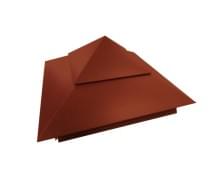 Колпак на столб двойной 390х390мм 0,5 GreenCoat Pural Matt с пленкой RR 750 кирпично-красный (RAL 8004 терракота)