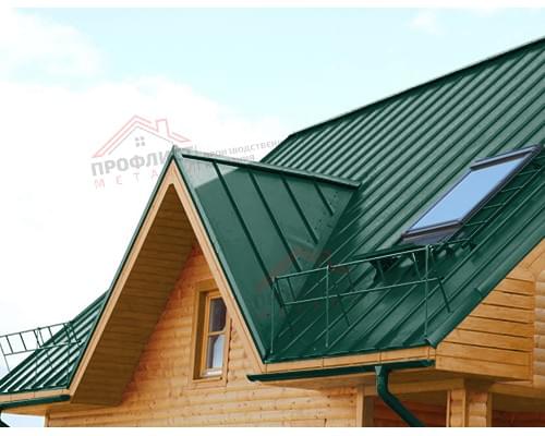Простой вертикальный паз (гладкий) 0,5 Quarzit с пленкой на замках RAL 6005 зеленый мох.