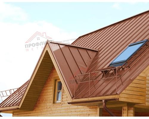 Простой вертикальный паз (гладкий) 0,45 PE с пленкой на замках RAL 8004 терракота.