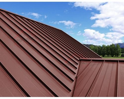 Простой горизонтальный паз (профилированный) 0,5 Satin с пленкой на замках RAL 3009 оксидно-красный
