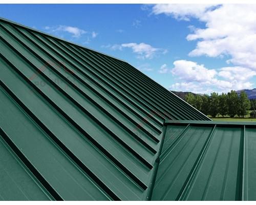 Простой горизонтальный паз (профилированный) 0,5 Quarzit lite с пленкой на замках RAL 6005 зеленый мох