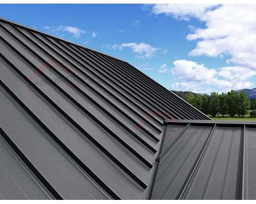 Простой горизонтальный паз (профилированный) 0,5 Satin с пленкой на замках RAL 7024 мокрый асфальт