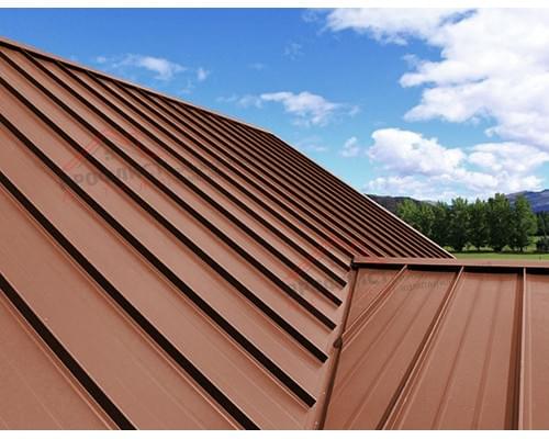 Простой горизонтальный паз (профилированный) 0,5 Satin с пленкой на замках RAL 8004 терракота