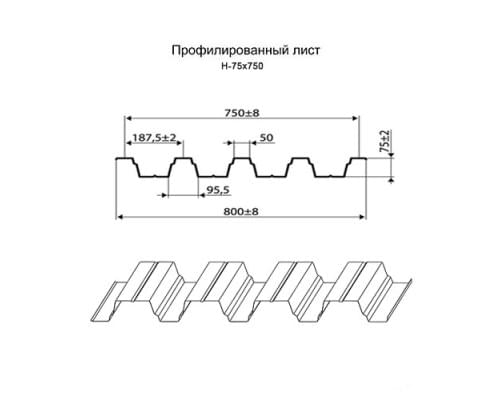 Профнастил нержавеющий H75 0.35 AISI 321