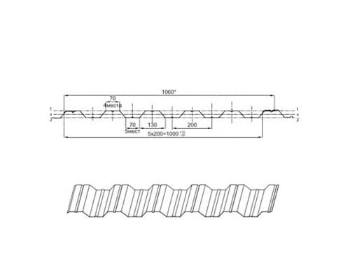 Профнастил НС35ПГ-0.45, Ширина-1000, Полиэстер RAL3009