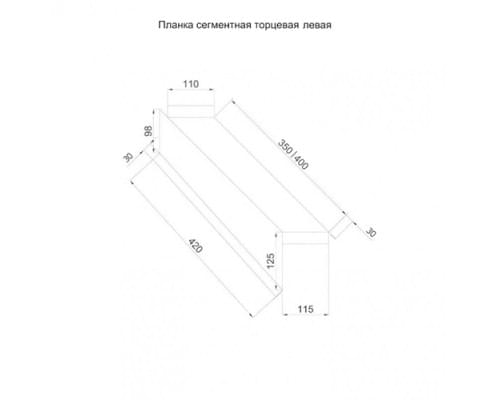 Планка торцевая сегментная 30мм Левая 0,5 Satin с пленкой Планка торцевая сегментная 30мм Левая 0,5 Satin с пленкой