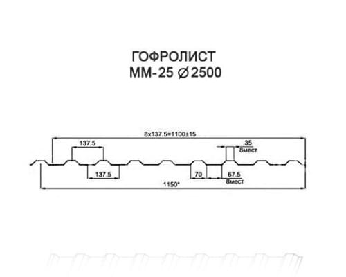 Гофролисты ММ44 D2.5, толщина 2 мм для металлических конструкций Гофролисты ММ44 D2.5, толщина 2 мм для металлических конструкций