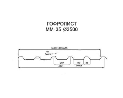 Гофролисты ММ75 D3.5, толщина 3 мм для металлических конструкций