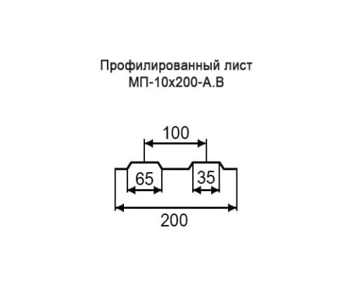 Профнастил МП10 с нестандартной шириной 0,20 м толщина 0,5 оцинкованный