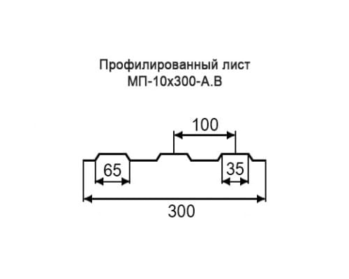 Профнастил МП10 с нестандартной шириной 0,30 м толщина 0,4 оцинкованный