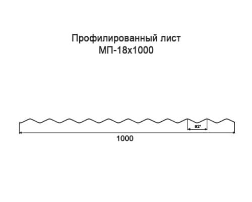 Профнастил МП18 с нестандартной шириной 1 м толщина 0,45 оцинкованный