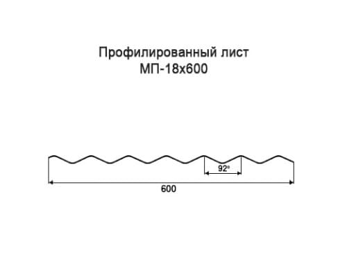 Профнастил МП18 с нестандартной шириной 0,60 м толщина 0,6 окрашенный