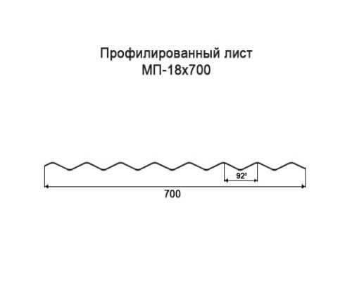 Профнастил МП18 с нестандартной шириной 0,70 м толщина 0,5 окрашенный
