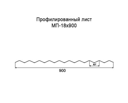 Профнастил МП18 с нестандартной шириной 0,90 м толщина 0,55 оцинкованный