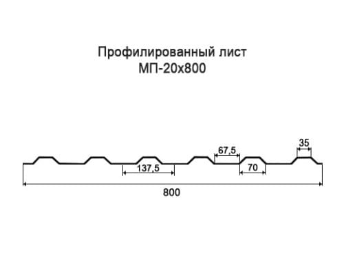 Профнастил МП20 с нестандартной шириной 0,80 м толщина 0,65 окрашенный Профнастил МП20 с нестандартной шириной 0,80 м толщина 0,65 окрашенный