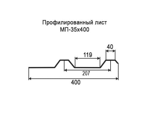 Профнастил МП35 с нестандартной шириной 0,40 м толщина 0,4 окрашенный Профнастил МП35 с нестандартной шириной 0,40 м толщина 0,4 окрашенный