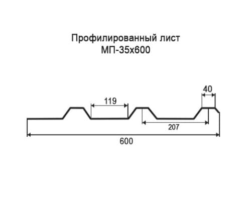 Профнастил МП35 с нестандартной шириной 0,60 м толщина 0,4 оцинкованный Профнастил МП35 с нестандартной шириной 0,60 м толщина 0,4 оцинкованный
