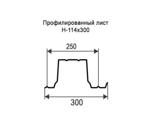 Профнастил Н114 с нестандартной шириной 0,30 м толщина 0,45 окрашенный