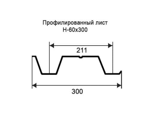 Профнастил Н60 с нестандартной шириной 0,30 м толщина 0,65 окрашенный